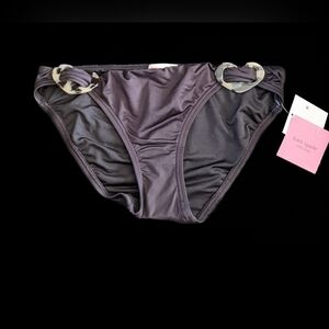 NWT Kate Spade Bikini Bottom Black X-Small Tortoiseshell Buckles